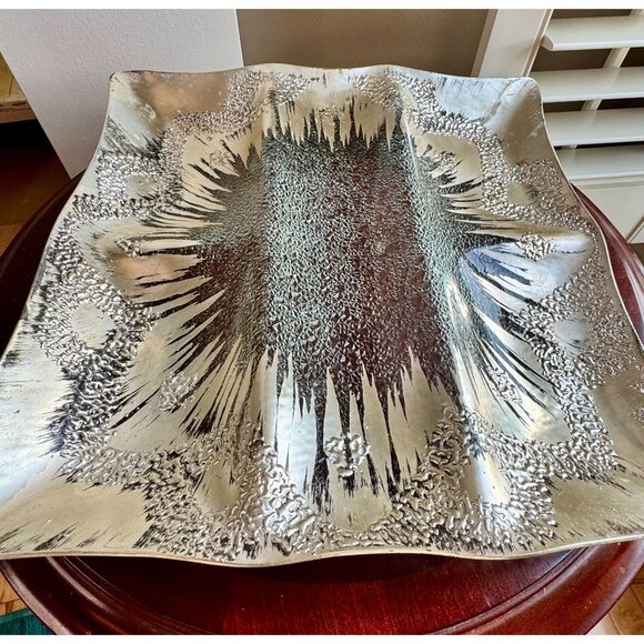 Mid-Century Modern Silver Burst Acrylic Platter Serving Tray Vintage 1960s-1970s - Picture 8 of 13